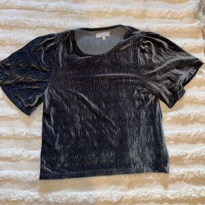 Madewell Black Velvet Short Sleeve Top